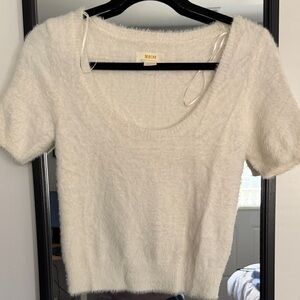 Anthropologie Maeve Cream Fuzzy Knit Sweater